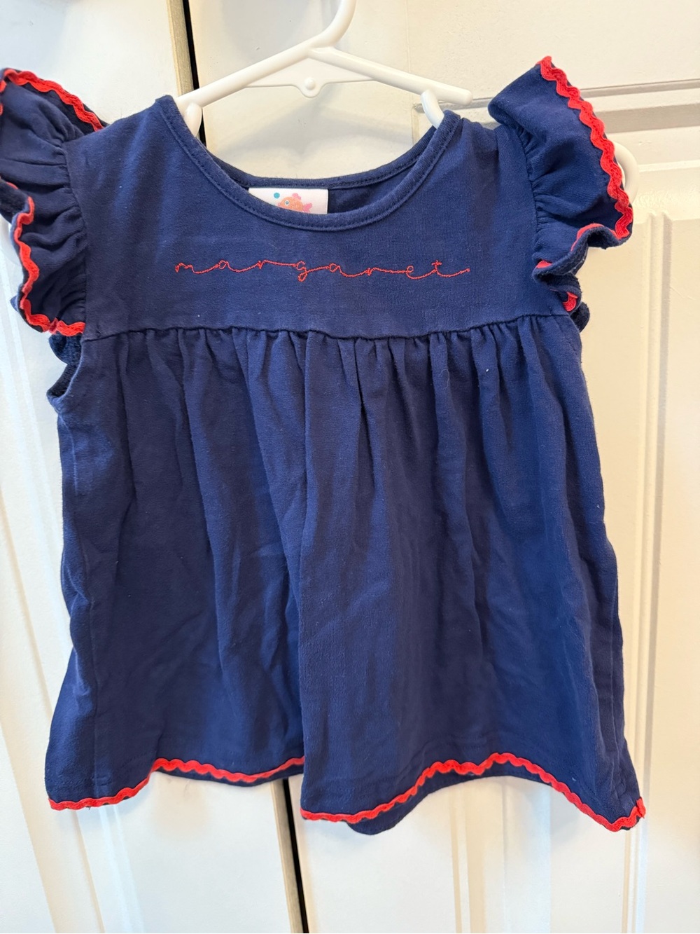 Margaret Navy Ruffle Sleeve Toddler Top